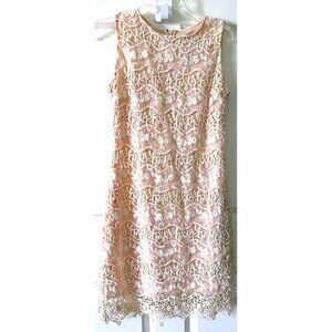 BELLE BADGLEY MISCHKA Cream Lace Sleeveless Cocktail Dress Size 2 NEW